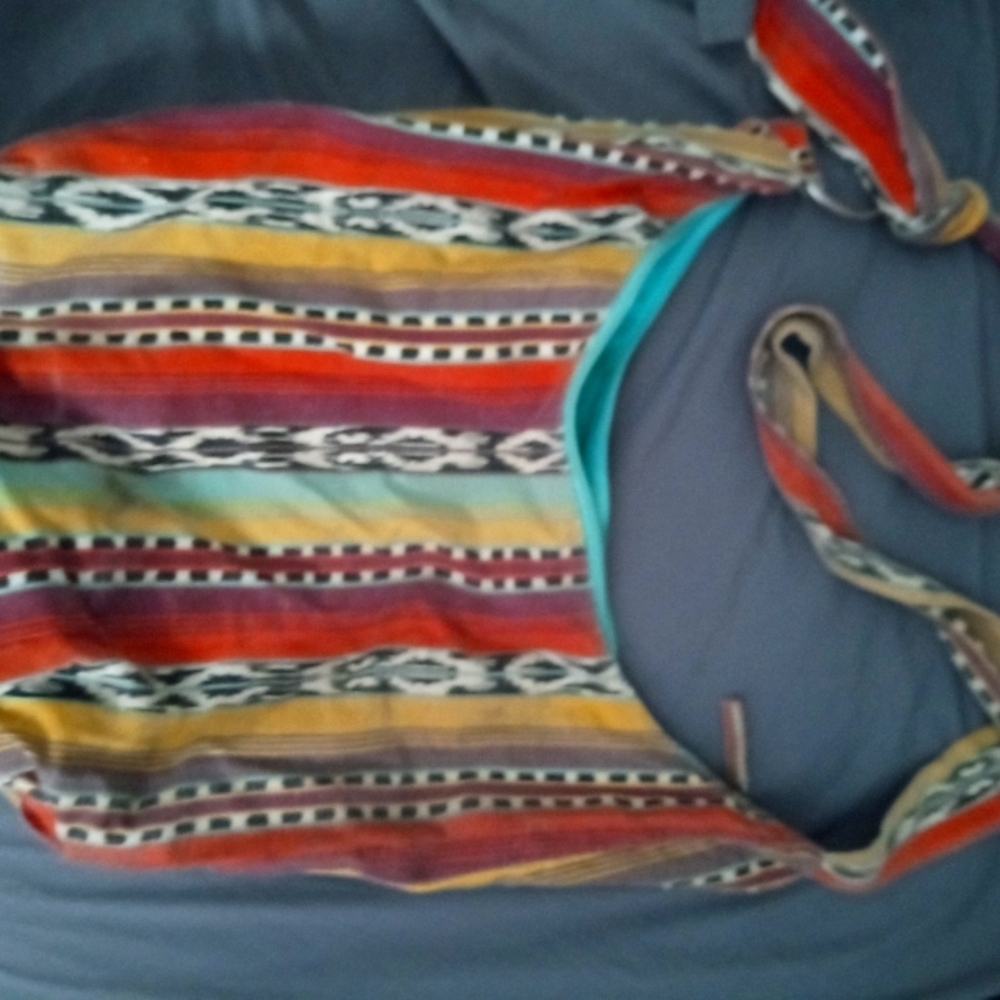 Zip up multicolor tote bag